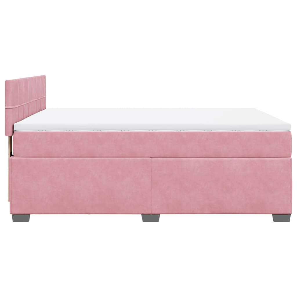 vidaXL Cama box spring con colchón terciopelo rosa oscuro 140x200 cm