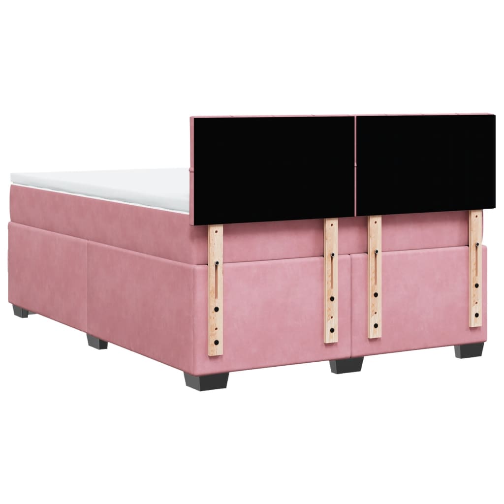 vidaXL Cama box spring con colchón terciopelo rosa oscuro 140x200 cm