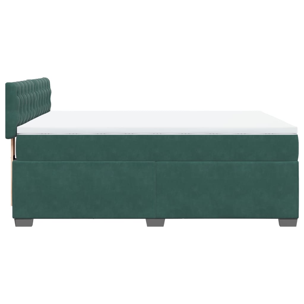 vidaXL Cama box spring con colchón terciopelo verde oscuro 140x200 cm