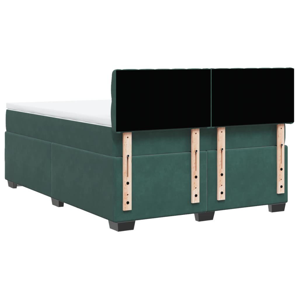 vidaXL Cama box spring con colchón terciopelo verde oscuro 140x200 cm