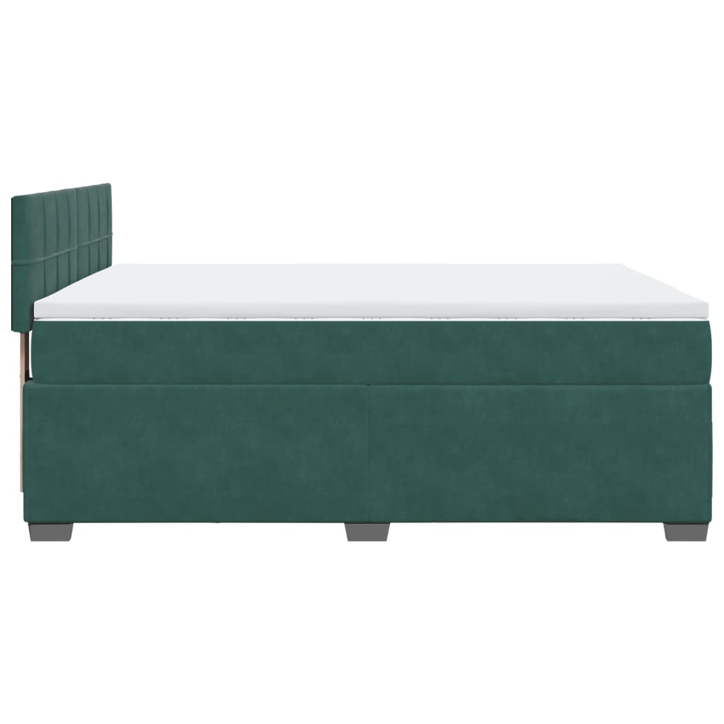 vidaXL Cama box spring con colchón terciopelo verde oscuro 160x200 cm