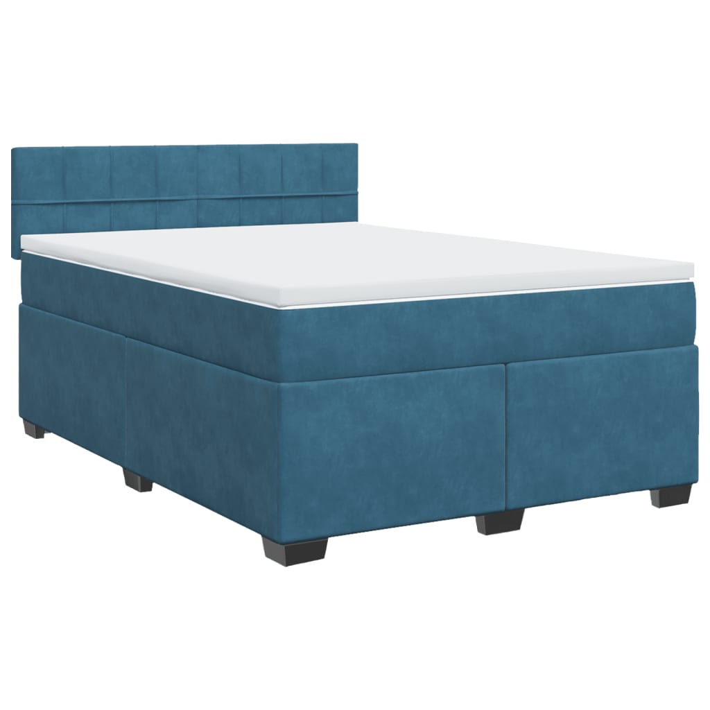 vidaXL Cama box spring con colchón terciopelo azul 160x200 cm