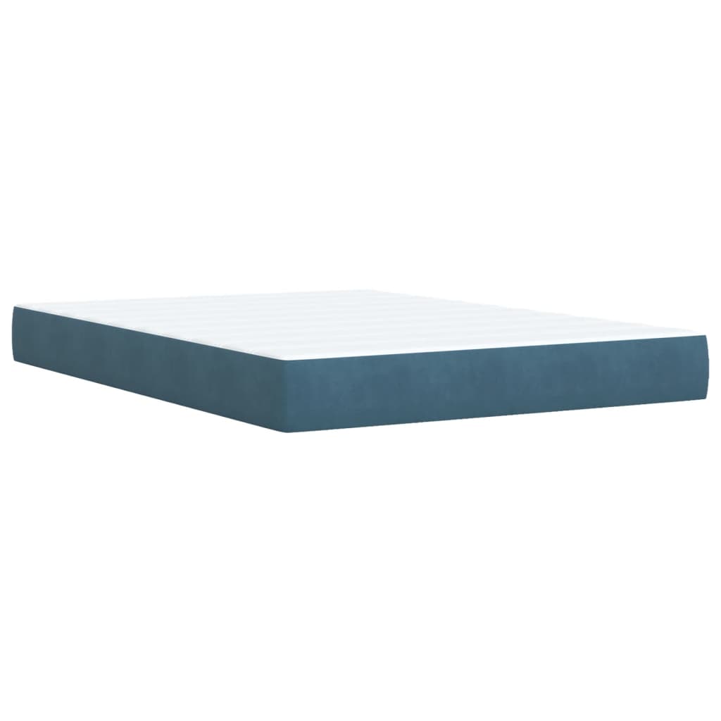 vidaXL Cama box spring con colchón terciopelo azul 160x200 cm