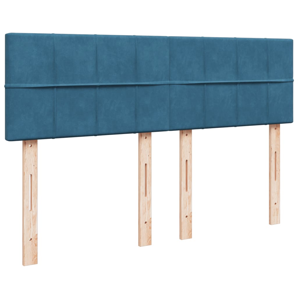 vidaXL Cama box spring con colchón terciopelo azul 160x200 cm