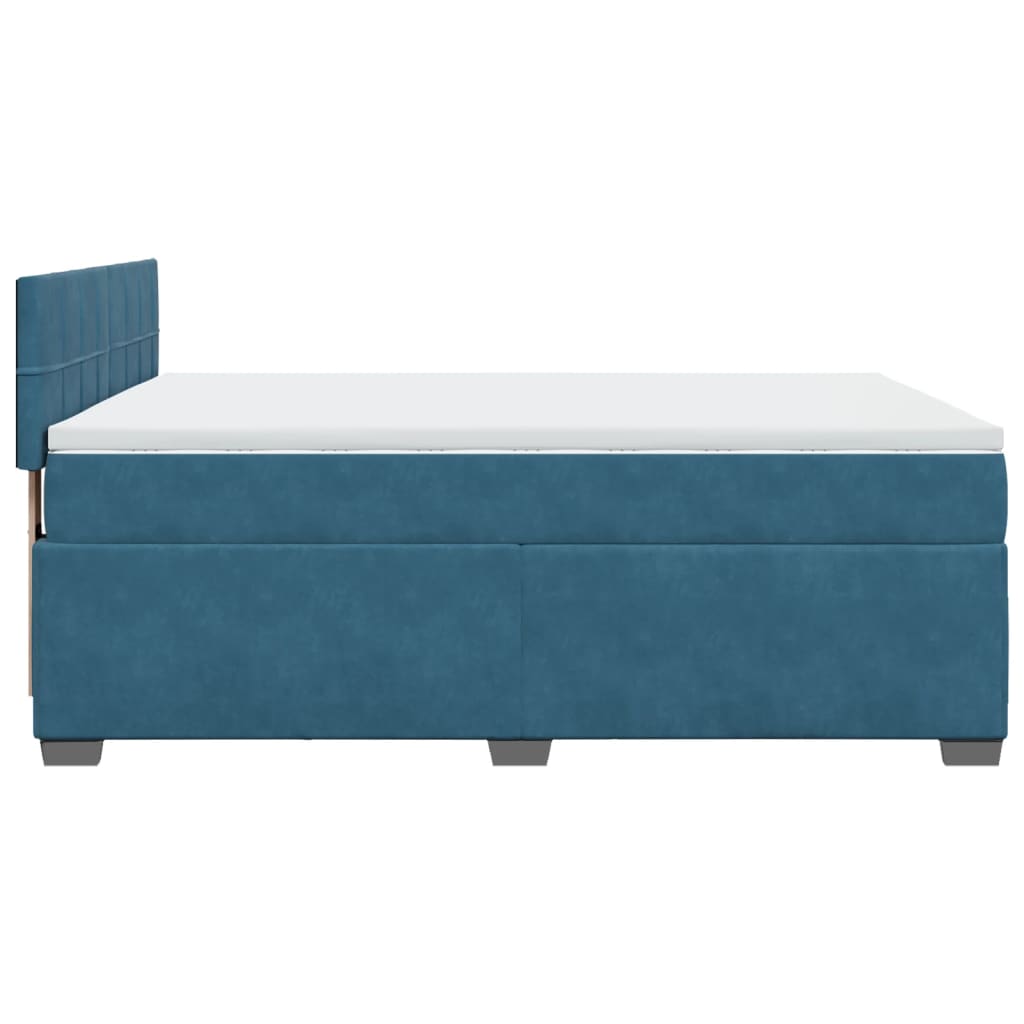 vidaXL Cama box spring con colchón terciopelo azul 160x200 cm