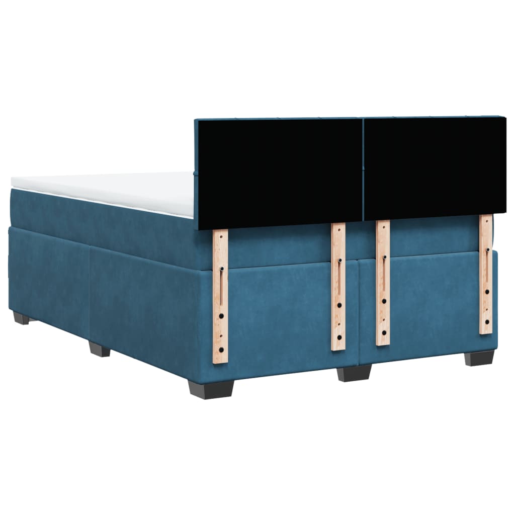 vidaXL Cama box spring con colchón terciopelo azul 160x200 cm