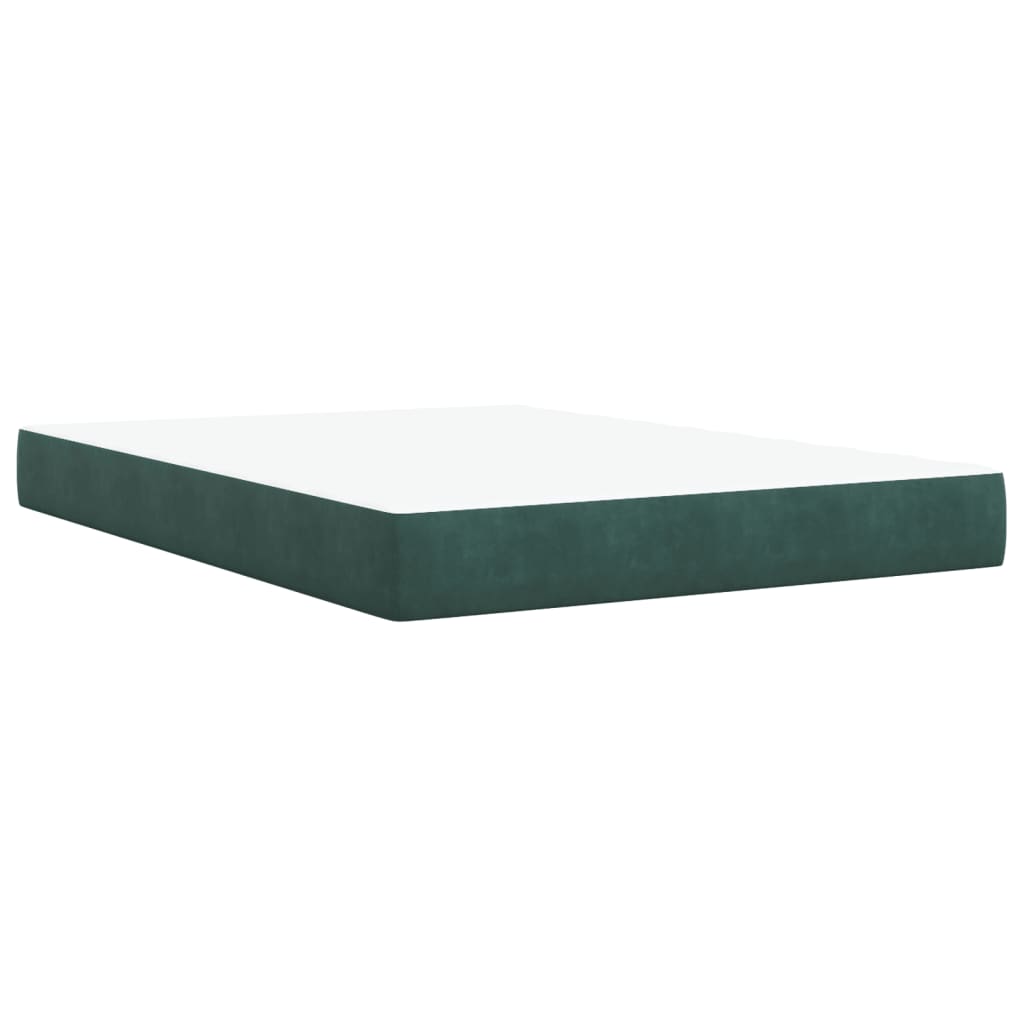 vidaXL Cama box spring con colchón terciopelo verde oscuro 160x200 cm