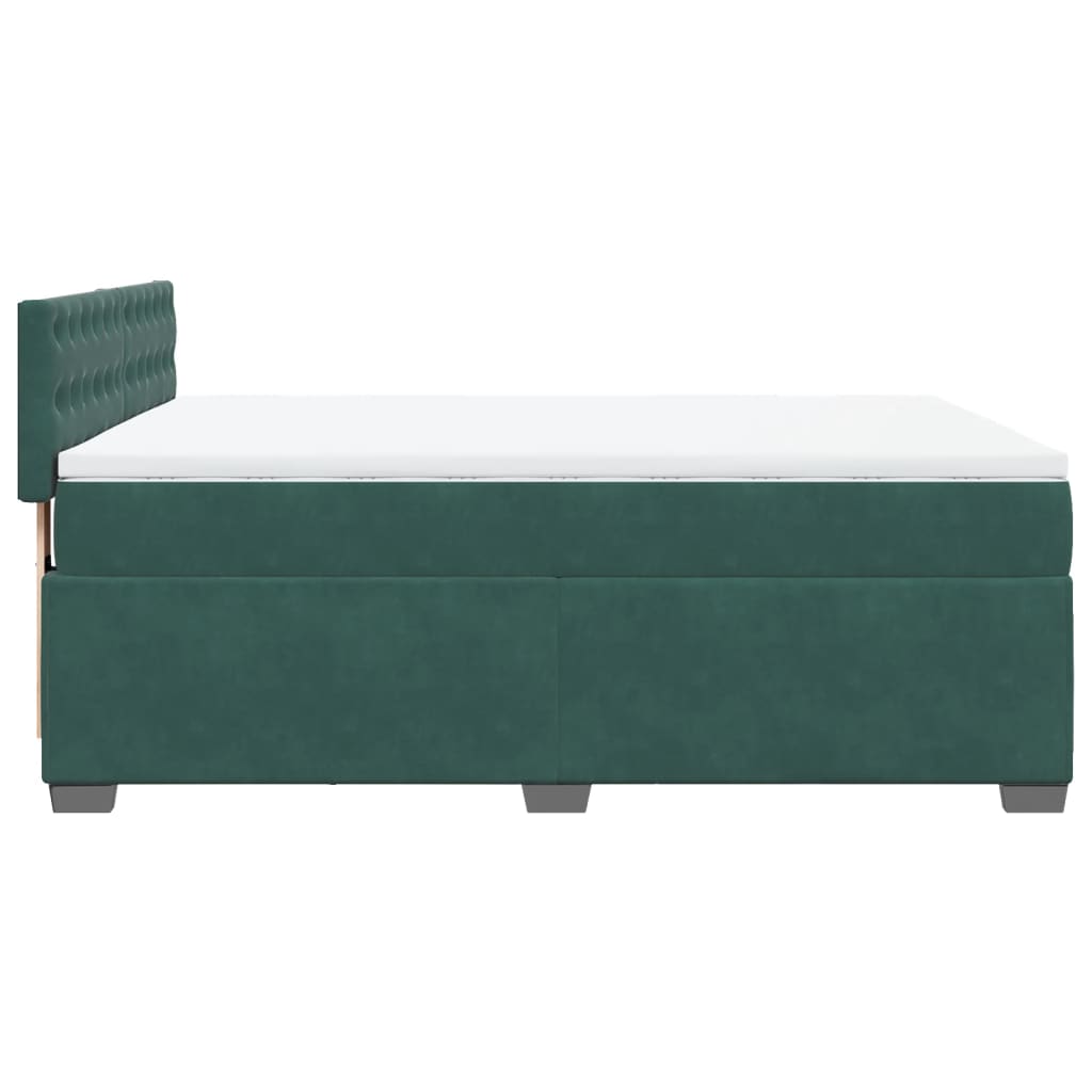 vidaXL Cama box spring con colchón terciopelo verde oscuro 160x200 cm