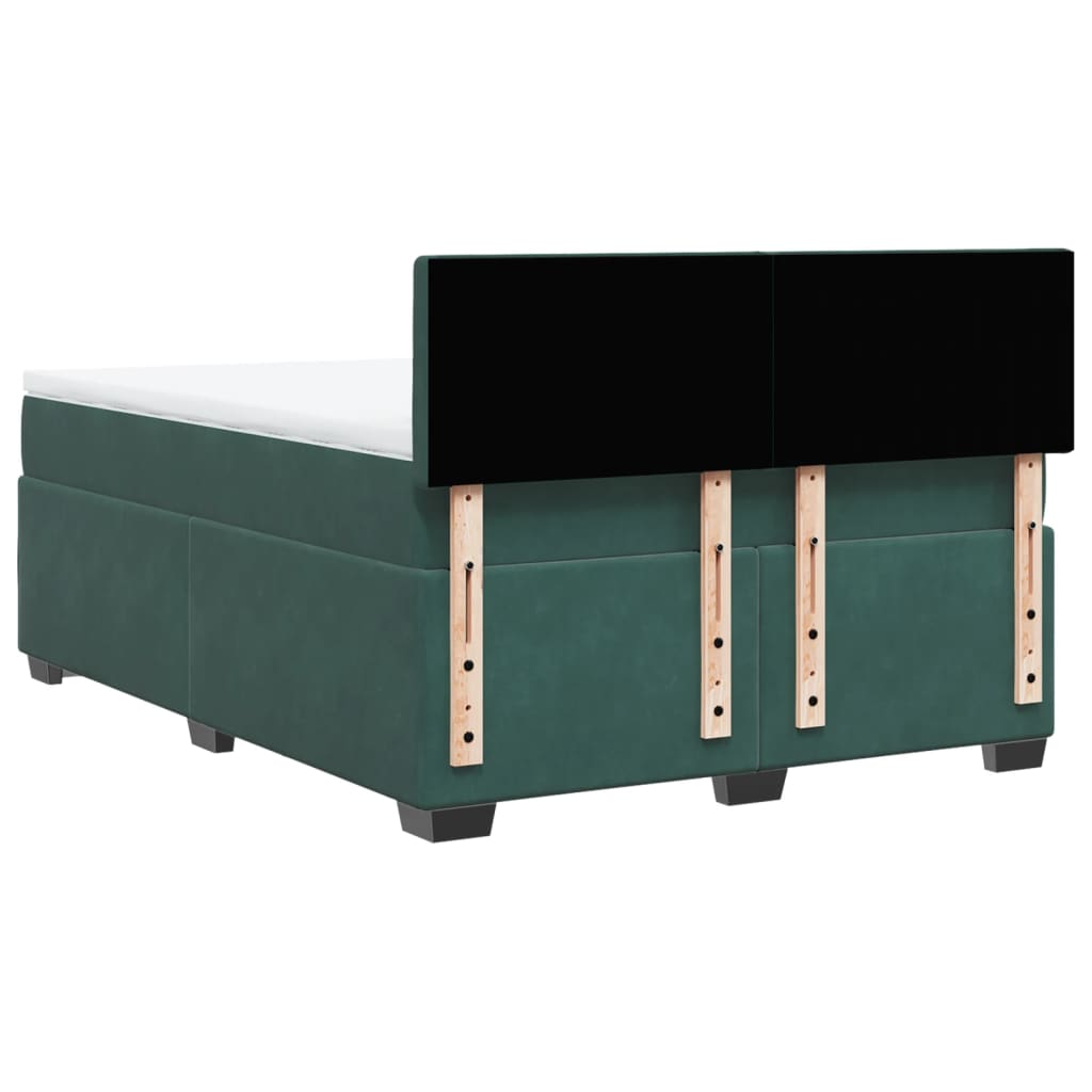 vidaXL Cama box spring con colchón terciopelo verde oscuro 160x200 cm