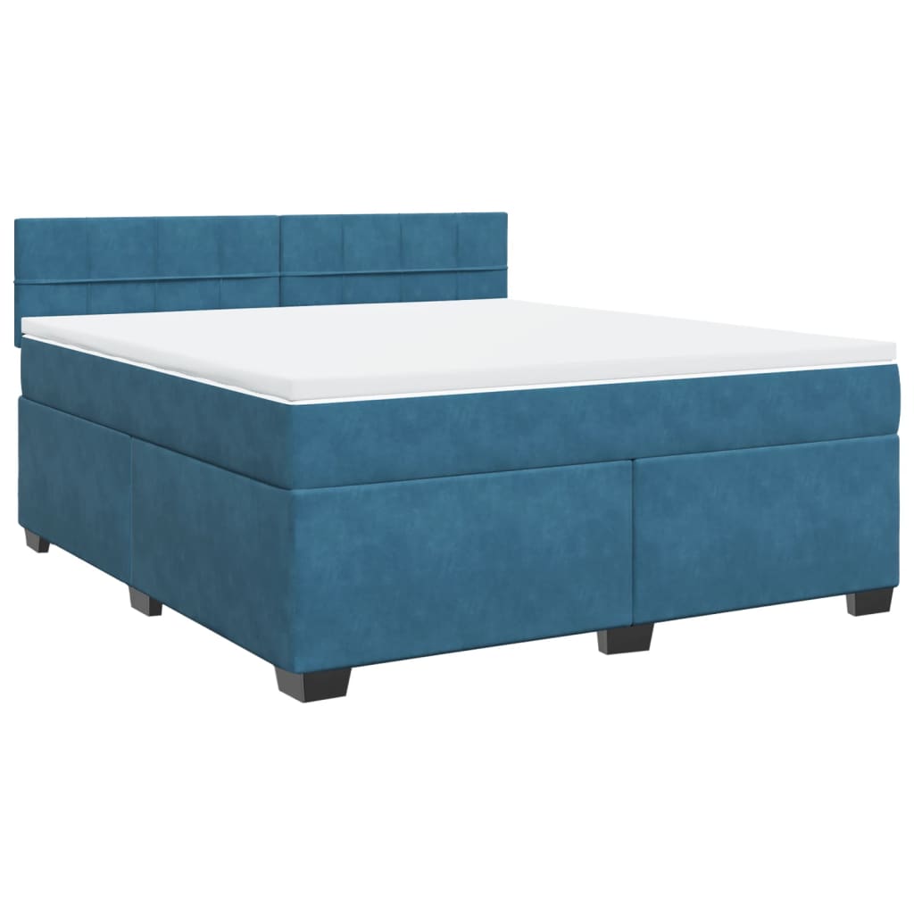 vidaXL Cama box spring con colchón terciopelo azul 180x200 cm