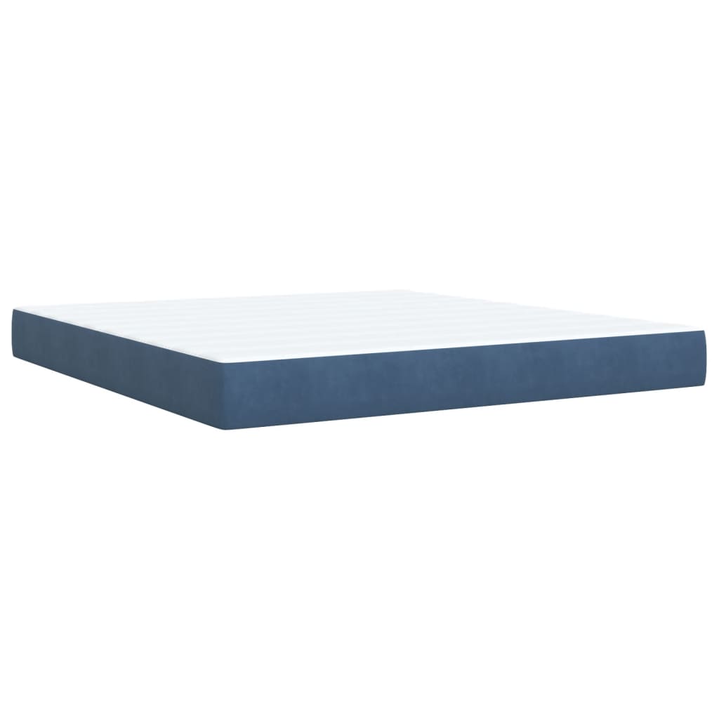 vidaXL Cama box spring con colchón terciopelo azul 180x200 cm