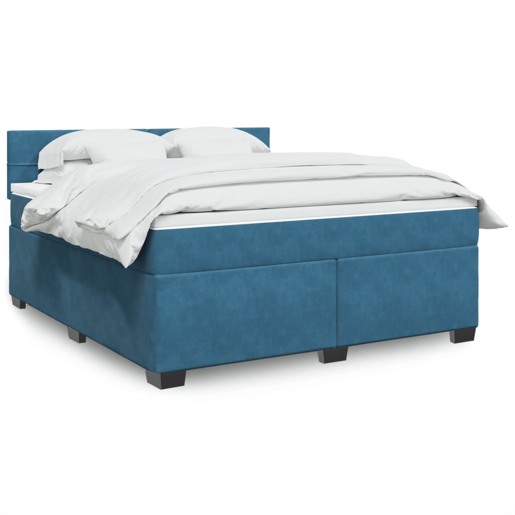 vidaXL Cama box spring con colchón terciopelo azul 180x200 cm