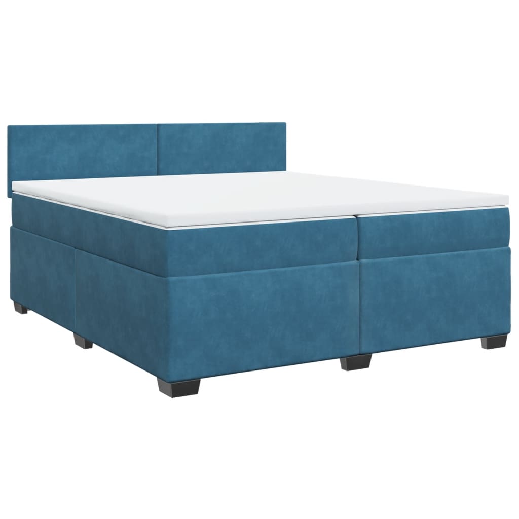 vidaXL Cama box spring con colchón terciopelo azul oscuro 200x200 cm