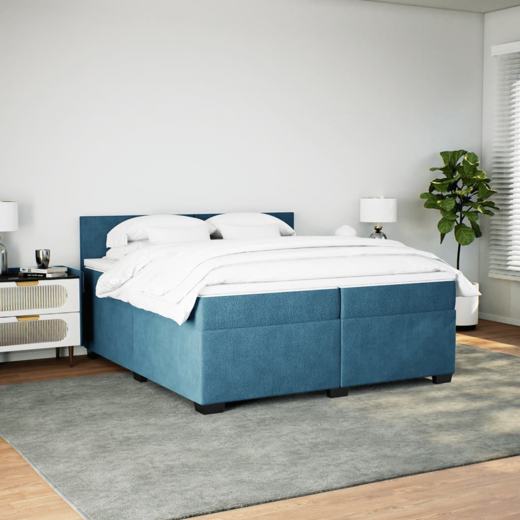 vidaXL Cama box spring con colchón terciopelo azul oscuro 200x200 cm