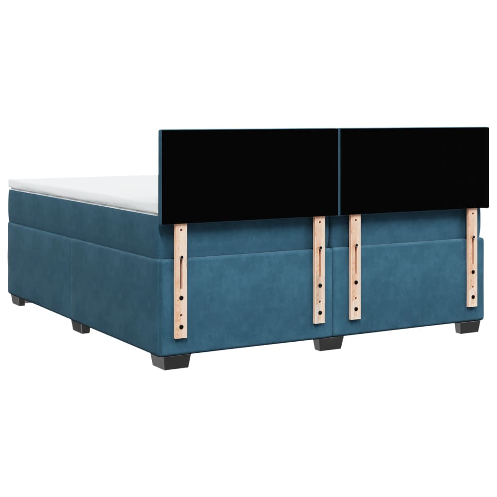 vidaXL Cama box spring con colchón terciopelo azul oscuro 200x200 cm