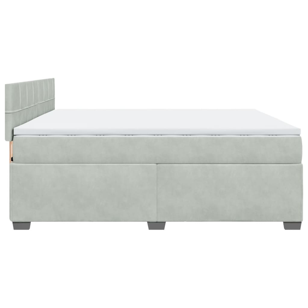 vidaXL Cama box spring con colchón terciopelo gris claro 200x200 cm