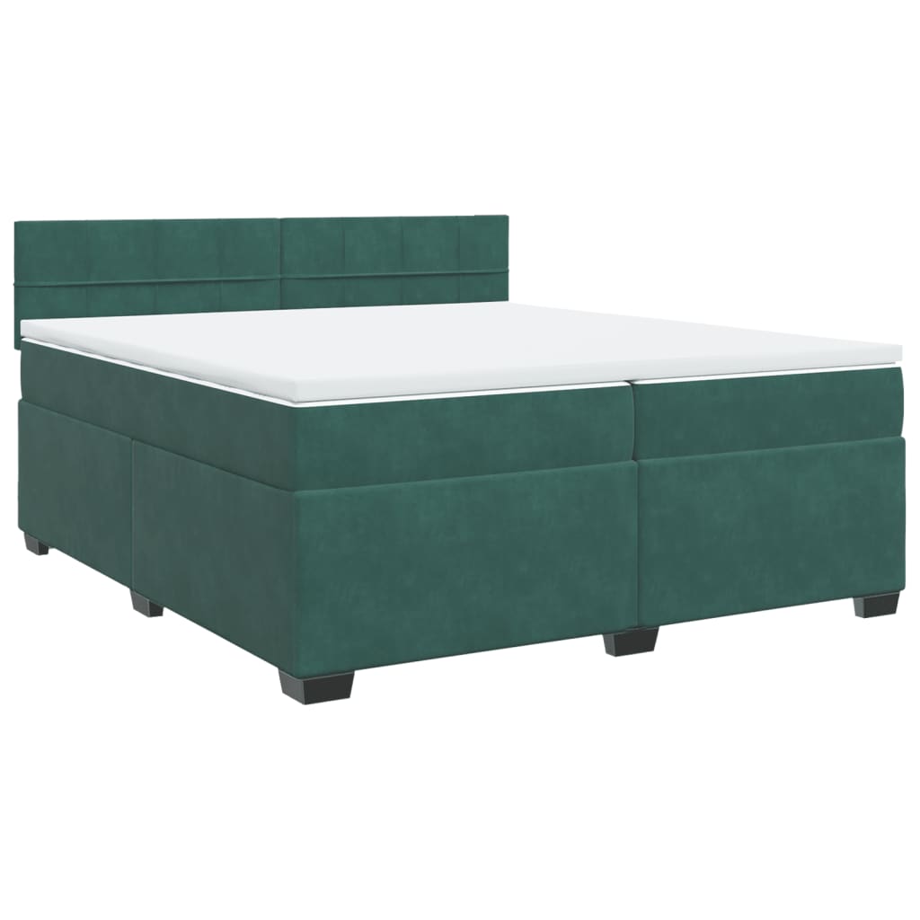 vidaXL Cama box spring con colchón terciopelo verde oscuro 200x200 cm