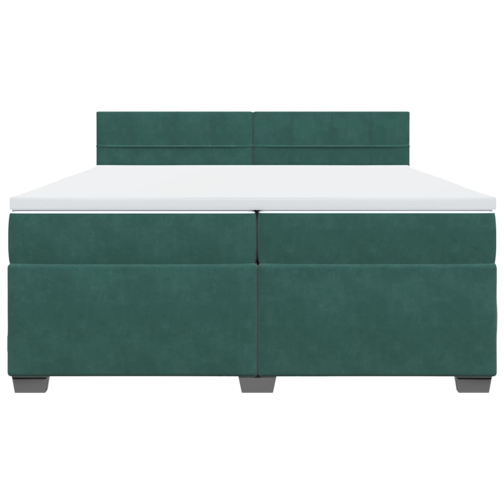 vidaXL Cama box spring con colchón terciopelo verde oscuro 200x200 cm