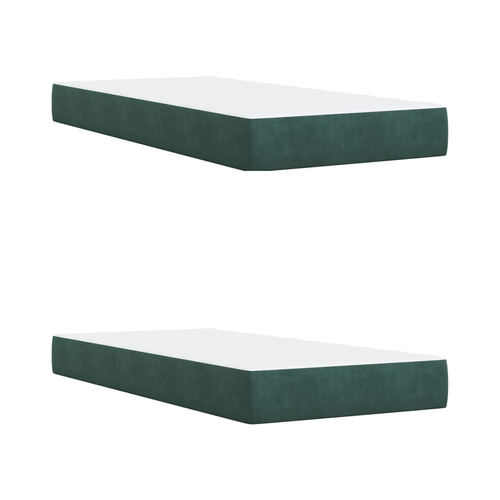 vidaXL Cama box spring con colchón terciopelo verde oscuro 200x200 cm