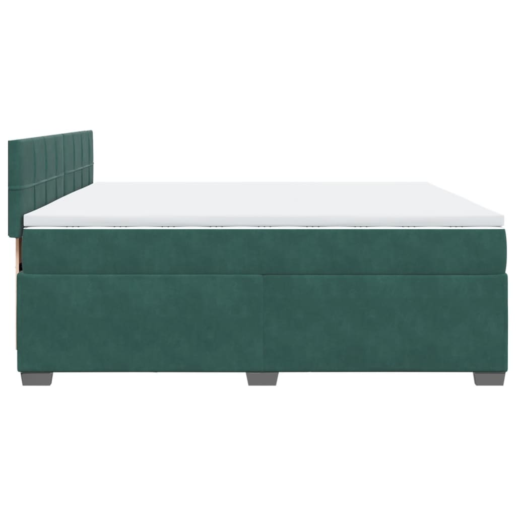 vidaXL Cama box spring con colchón terciopelo verde oscuro 200x200 cm