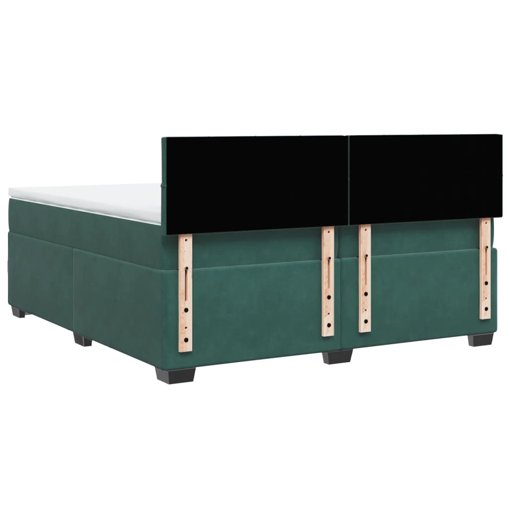 vidaXL Cama box spring con colchón terciopelo verde oscuro 200x200 cm