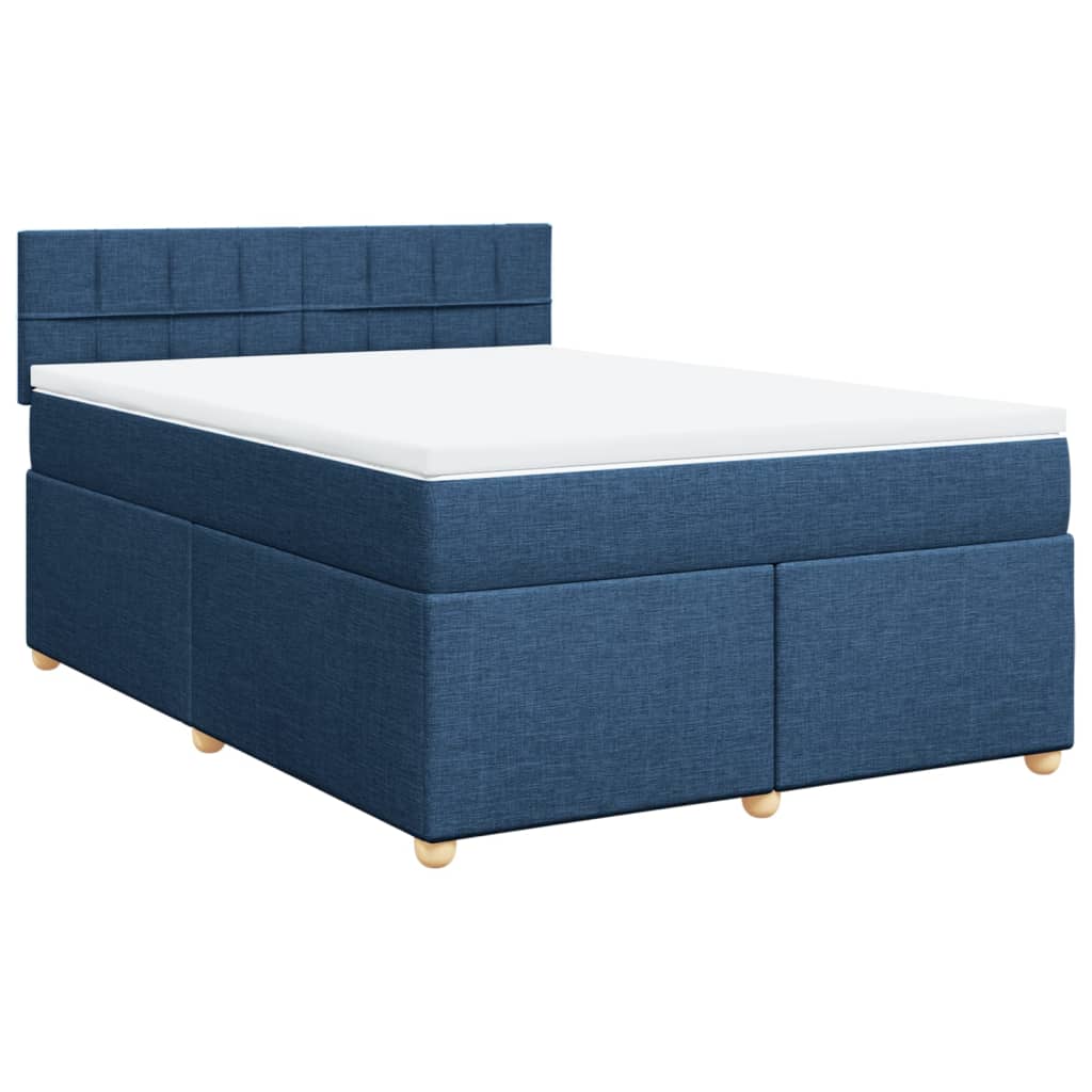 vidaXL Cama box spring con colchón tela azul 140x200 cm