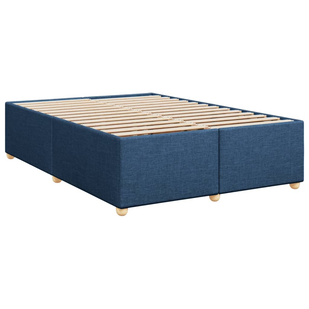 vidaXL Cama box spring con colchón tela azul 140x200 cm