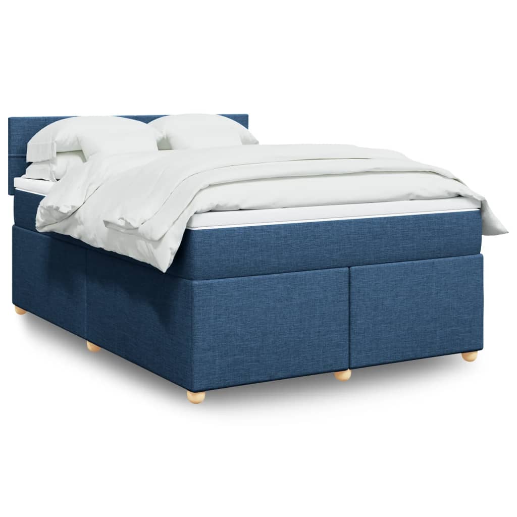 vidaXL Cama box spring con colchón tela azul 140x200 cm