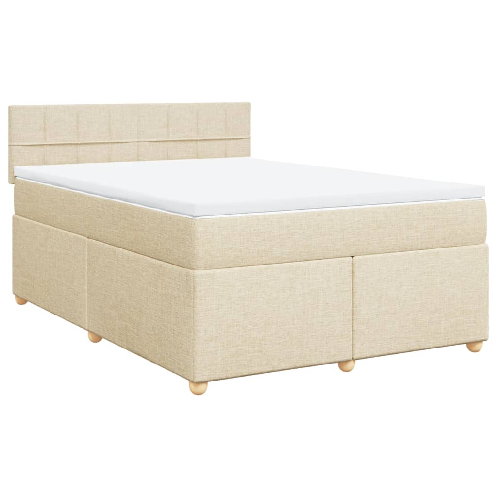 vidaXL Cama box spring con colchón tela color crema 160x200 cm