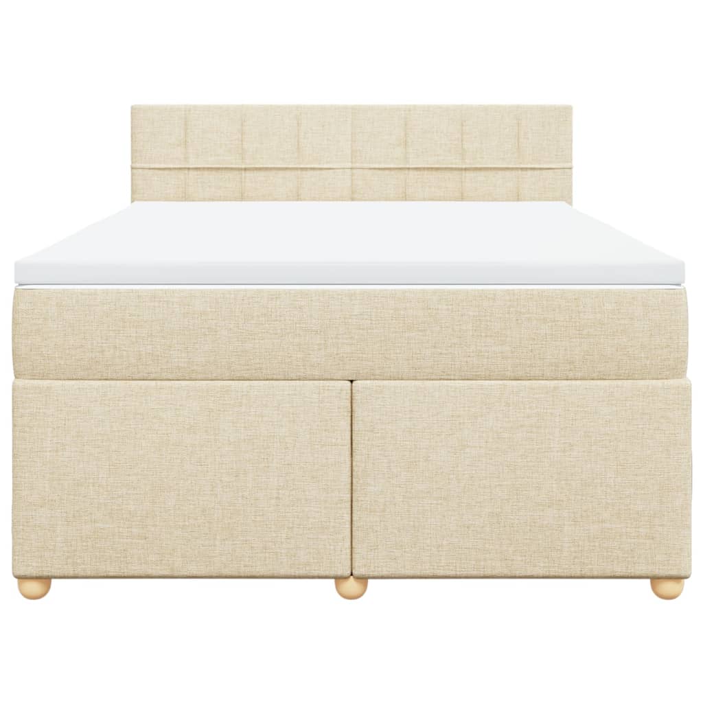 vidaXL Cama box spring con colchón tela color crema 160x200 cm