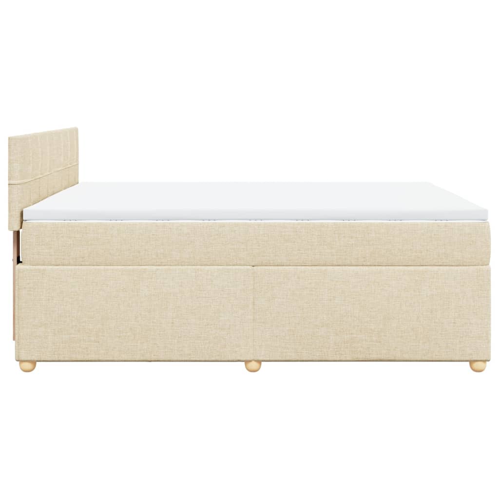 vidaXL Cama box spring con colchón tela color crema 160x200 cm