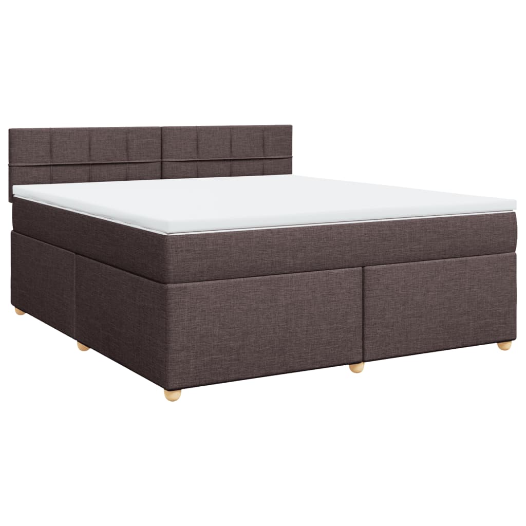 vidaXL Cama box spring con colchón tela marrón oscuro 180x200 cm