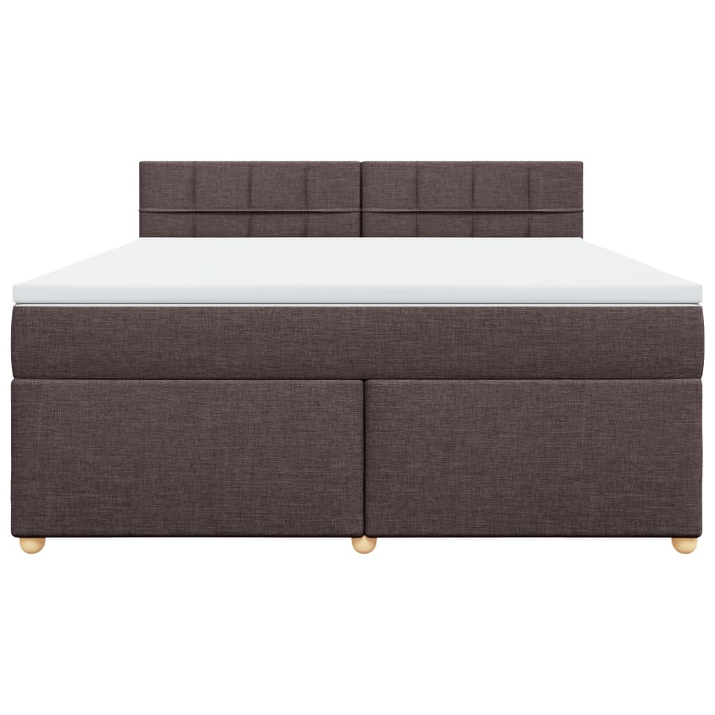 vidaXL Cama box spring con colchón tela marrón oscuro 180x200 cm