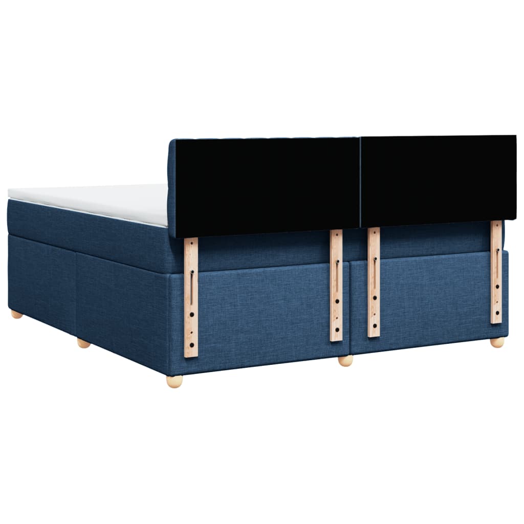 vidaXL Cama box spring con colchón tela azul 180x200 cm