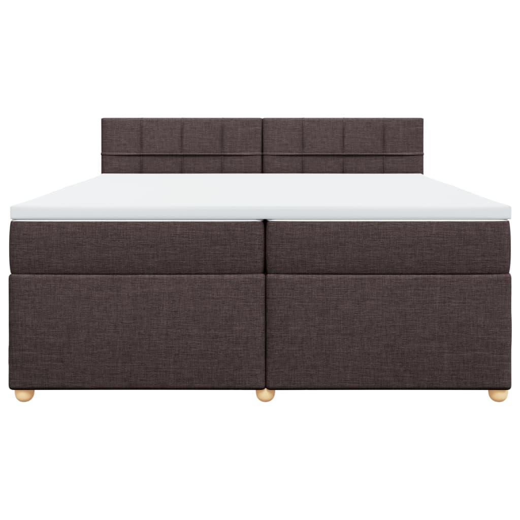 vidaXL Cama box spring con colchón tela marrón oscuro 200x200 cm