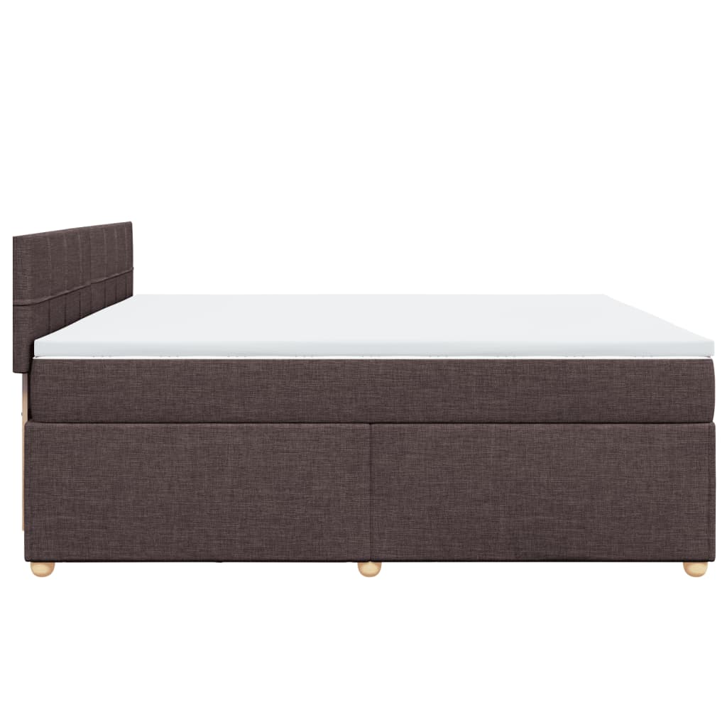 vidaXL Cama box spring con colchón tela marrón oscuro 200x200 cm