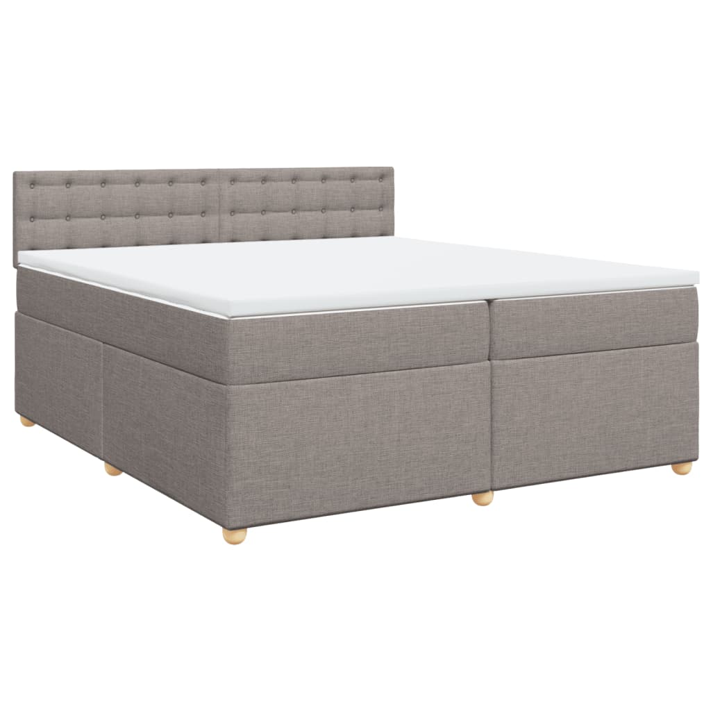 vidaXL Cama box spring con colchón tela gris taupe 200x200 cm