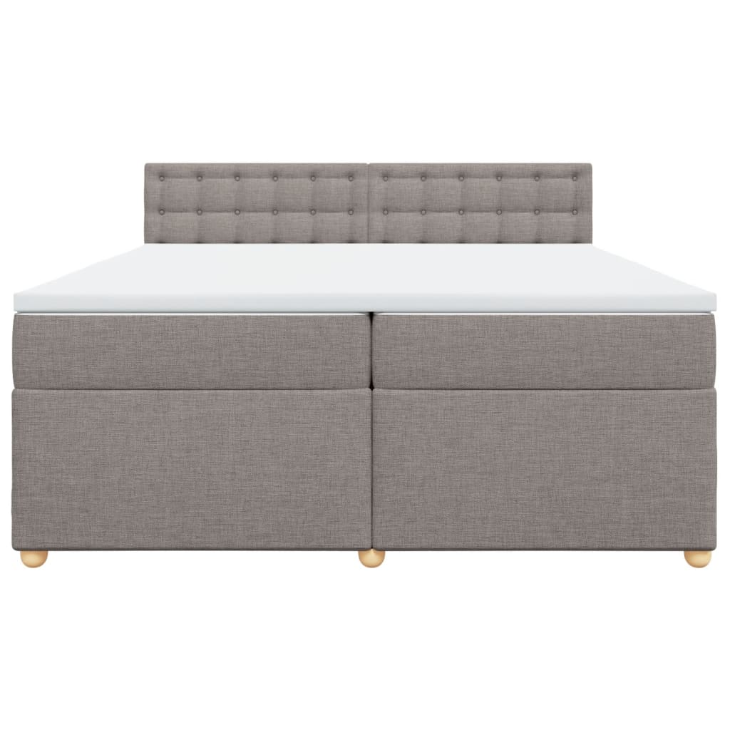 vidaXL Cama box spring con colchón tela gris taupe 200x200 cm