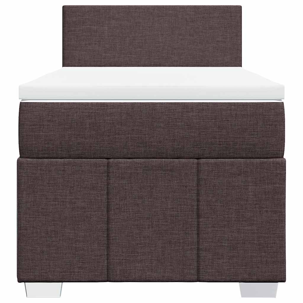 vidaXL Cama box spring con colchón tela marrón oscuro 90x200 cm