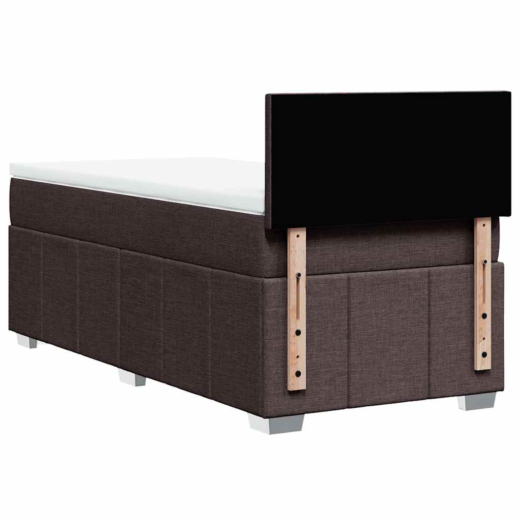 vidaXL Cama box spring con colchón tela marrón oscuro 90x200 cm