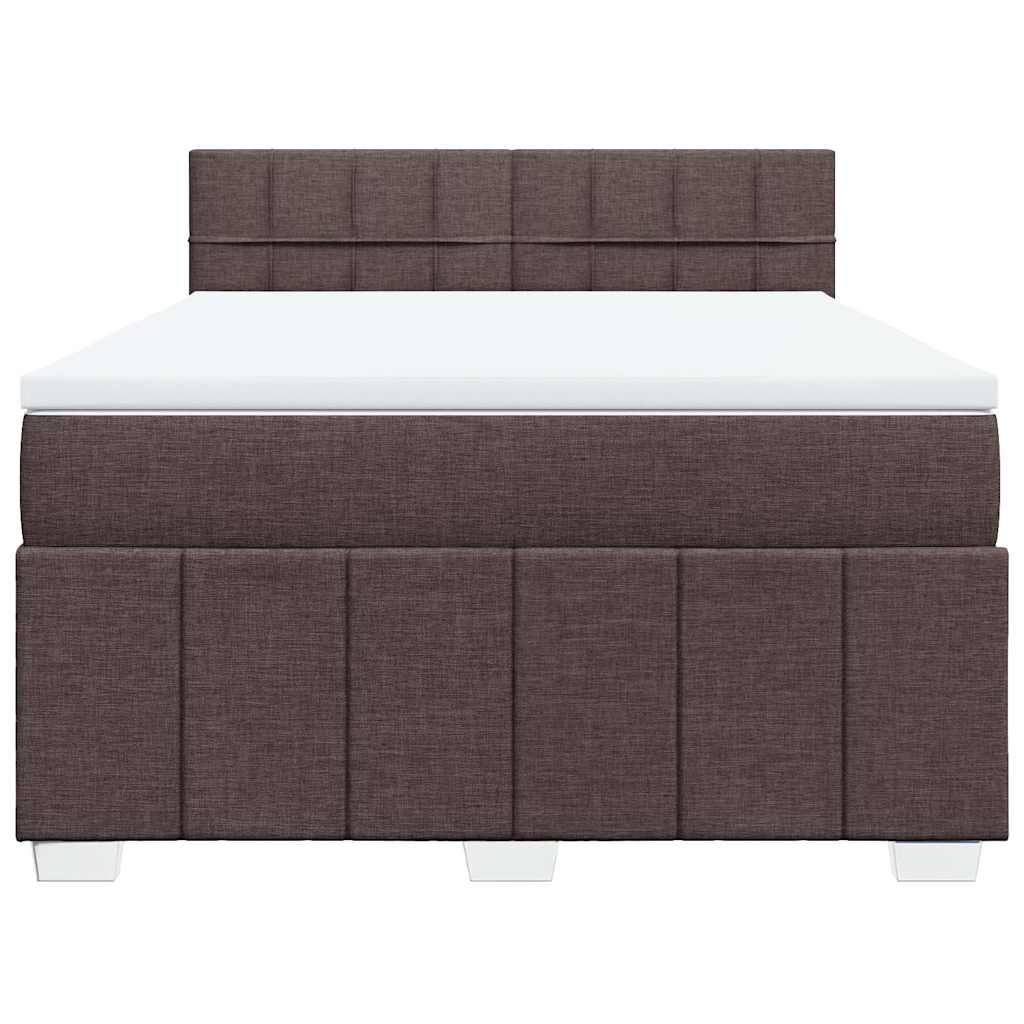 vidaXL Cama box spring con colchón tela marrón oscuro 140x200 cm