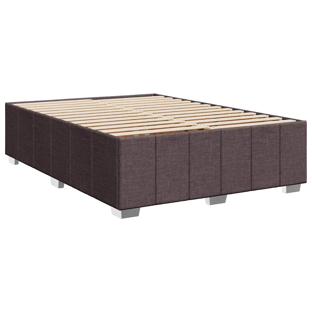 vidaXL Cama box spring con colchón tela marrón oscuro 140x200 cm