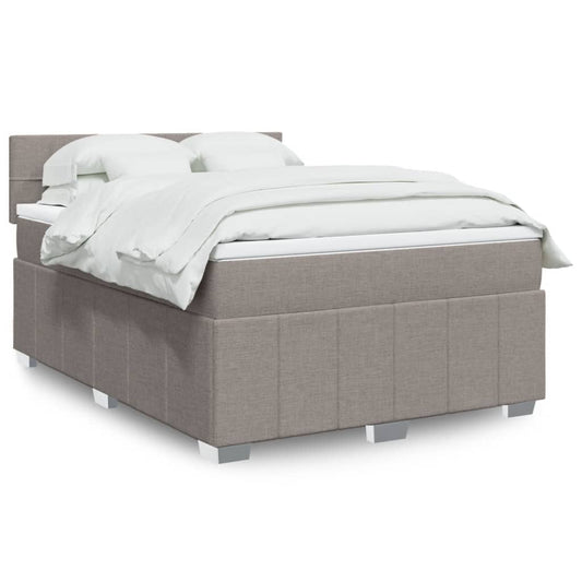 vidaXL Cama box spring con colchón tela gris taupe 160x200 cm