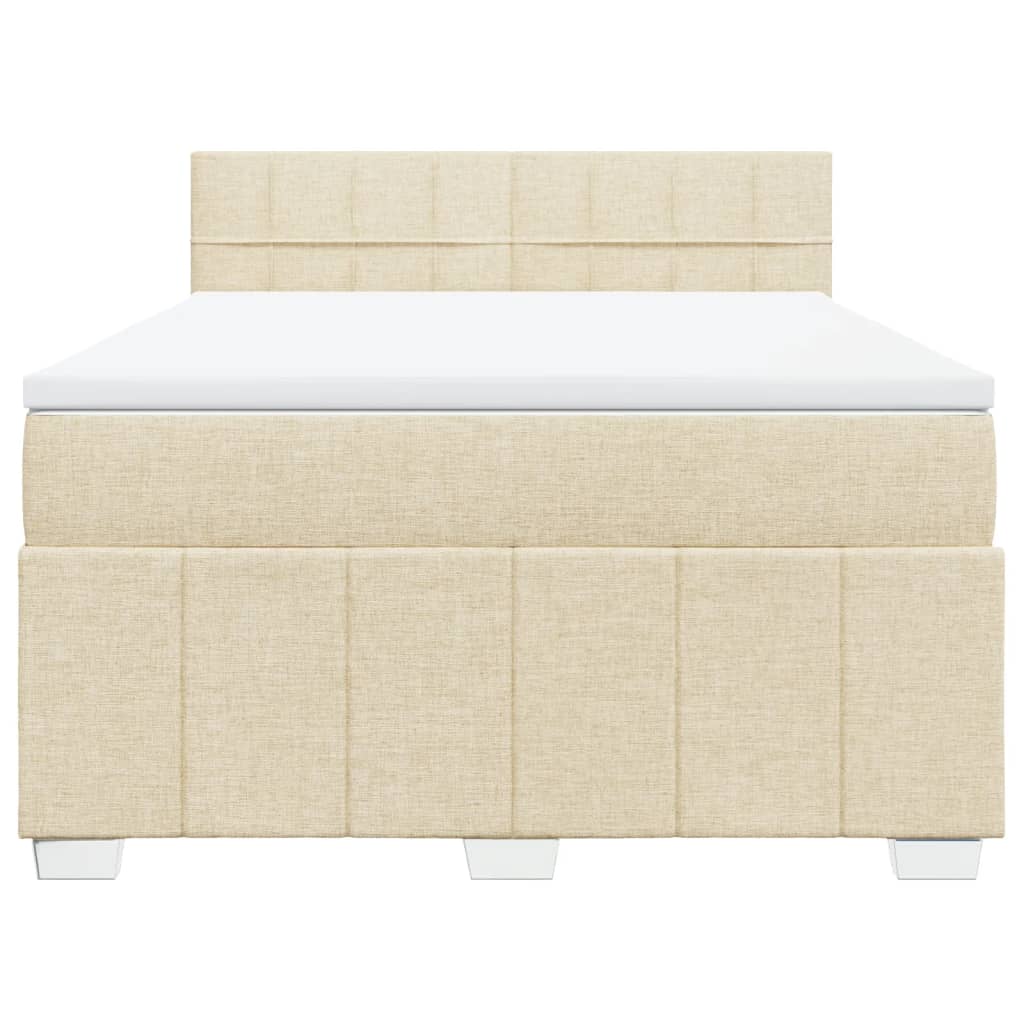 vidaXL Cama box spring con colchón tela color crema 160x200 cm