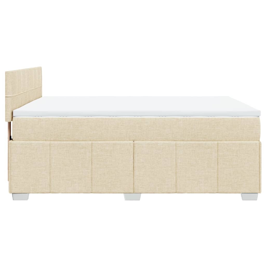 vidaXL Cama box spring con colchón tela color crema 160x200 cm