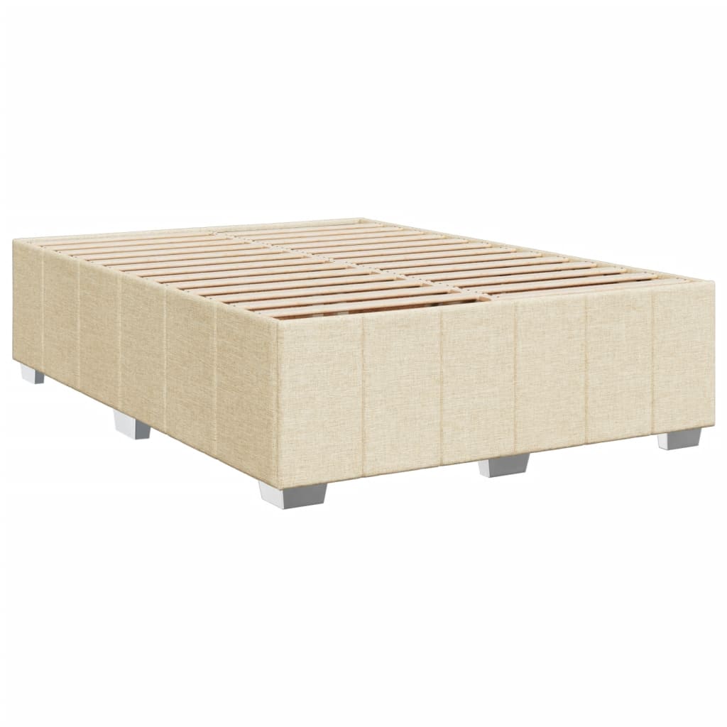 vidaXL Cama box spring con colchón tela color crema 160x200 cm