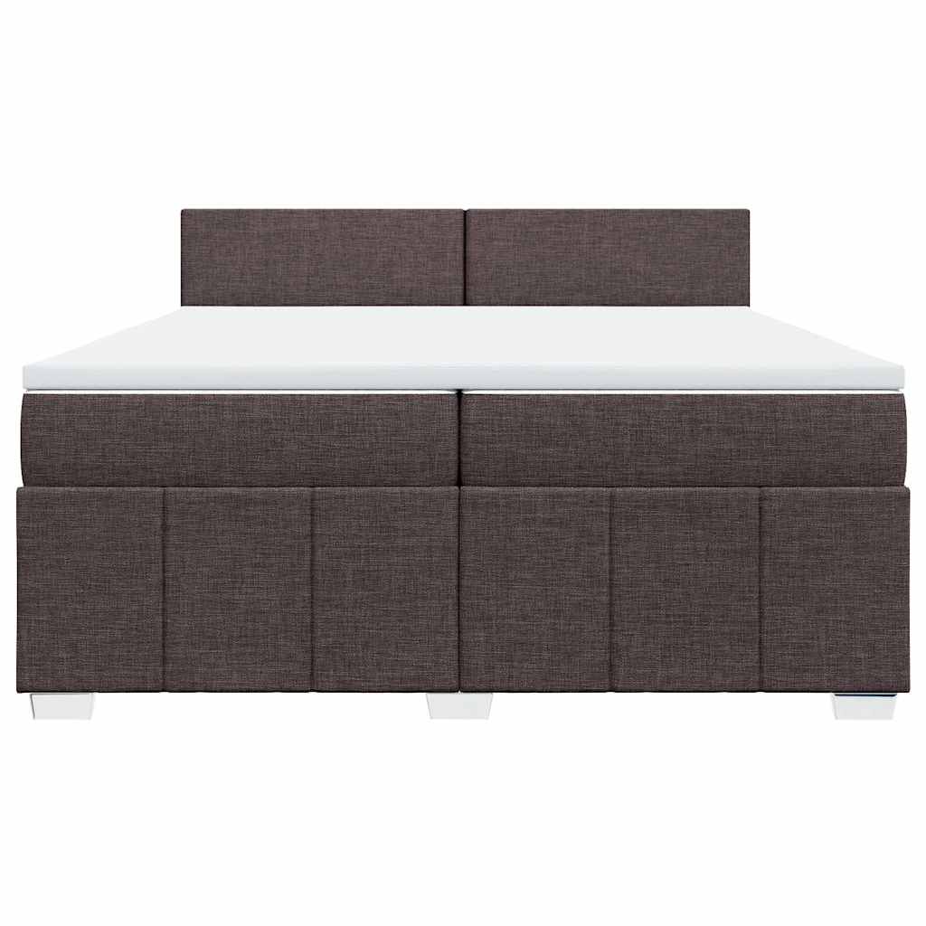 vidaXL Cama box spring con colchón tela marrón oscuro 200x200 cm