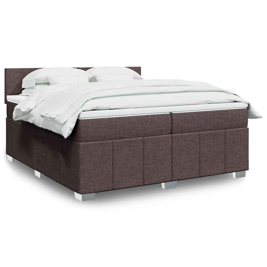 vidaXL Cama box spring con colchón tela marrón oscuro 200x200 cm