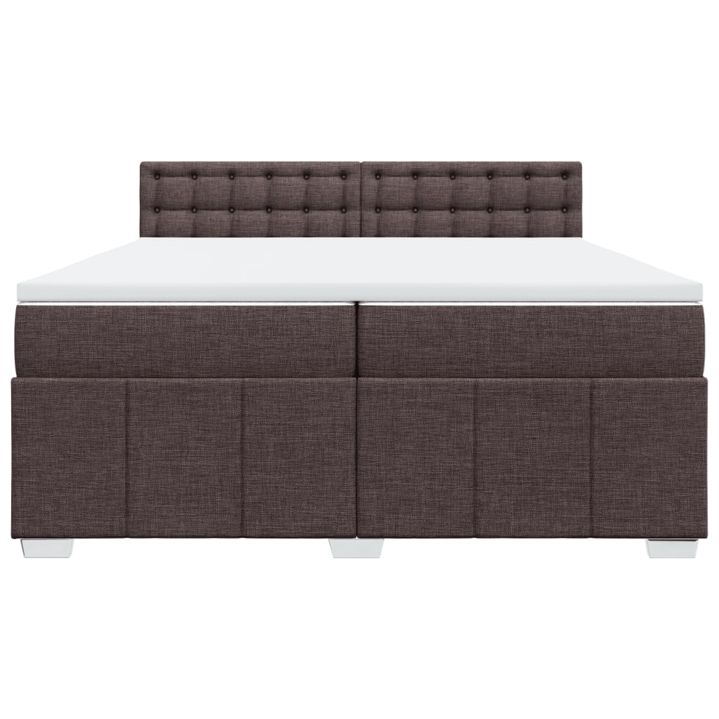 vidaXL Cama box spring con colchón tela marrón oscuro 200x200 cm