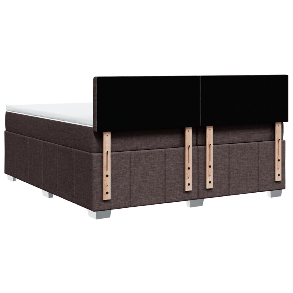 vidaXL Cama box spring con colchón tela marrón oscuro 200x200 cm